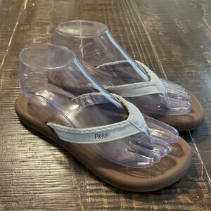 Flojos White and Tan Flip Flops Women’s Size 7